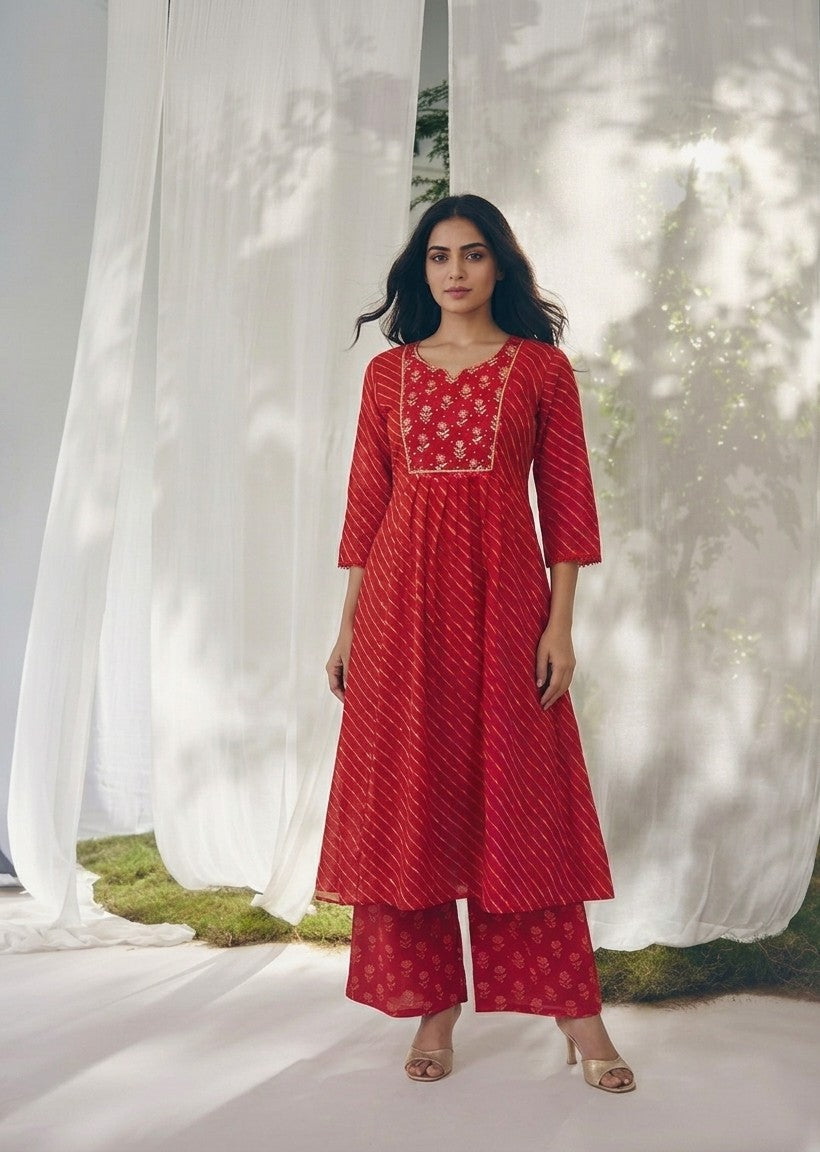 Premium Cotton Lehariya Print Dupatta Set CS0363
