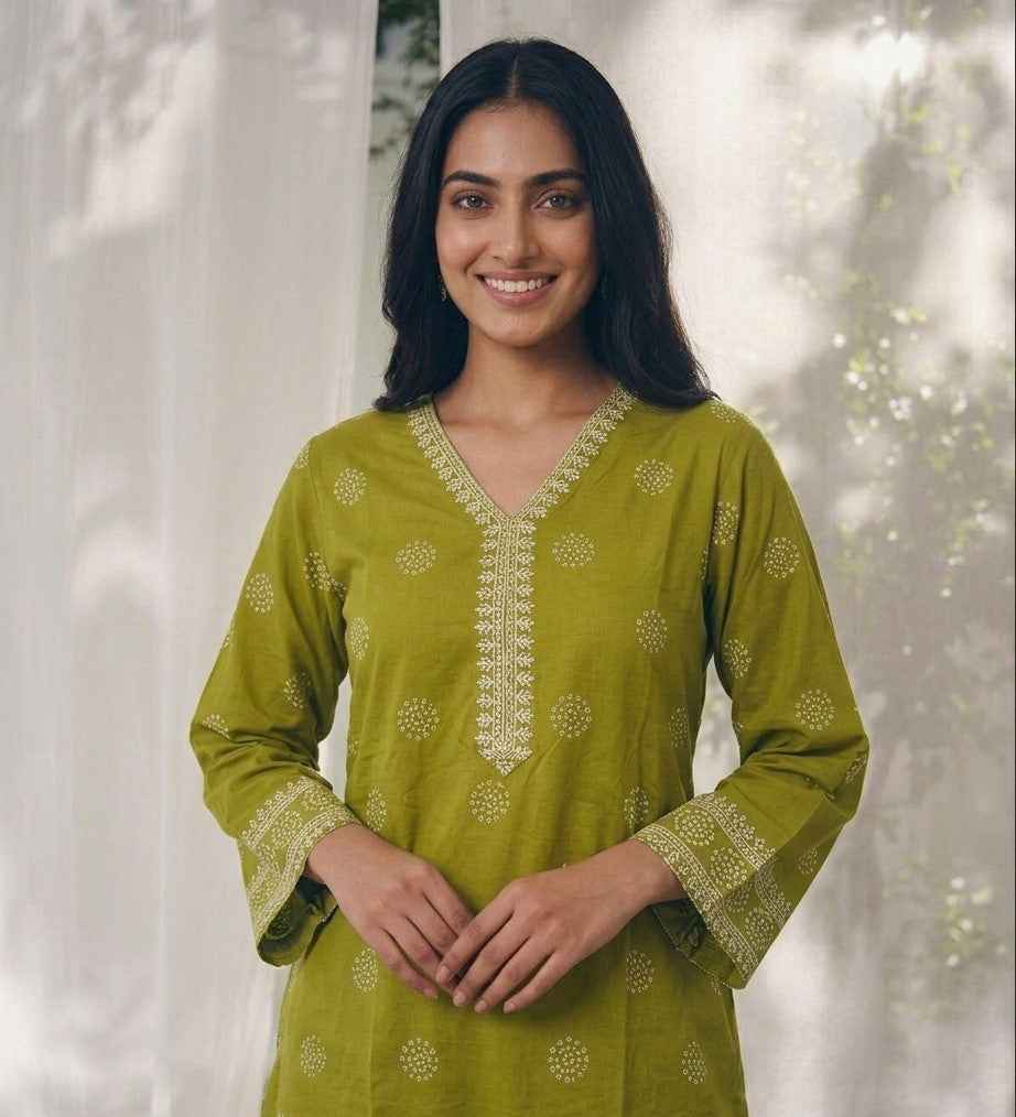 Pure Cotton Short Length Kurta Dupatta Set With Salwar