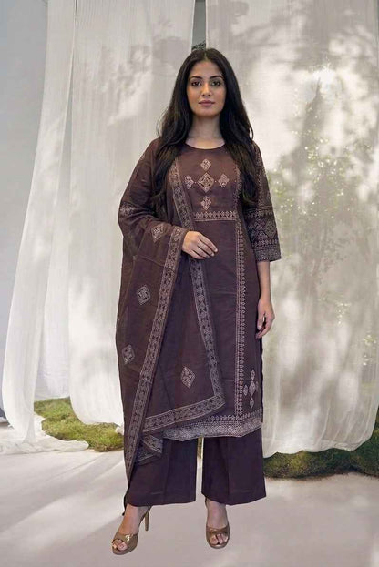 Pure Cotton Three Piece Dupatta Set