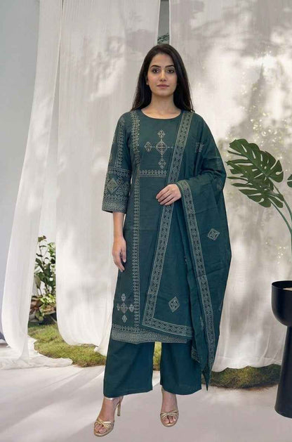 Pure Cotton Three Piece Dupatta Set