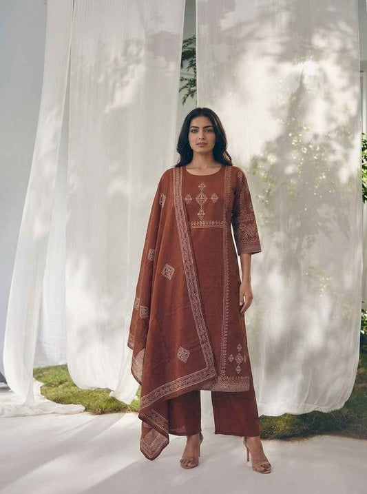 Pure Cotton Three Piece Dupatta Set