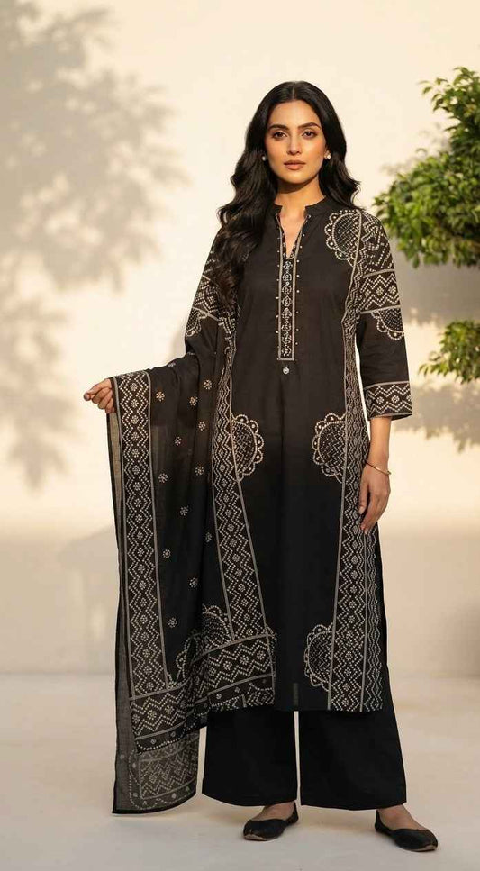 Pure Cotton Dupatta Set With Bandhej Print