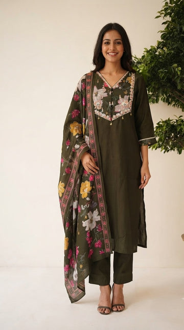 Pure Dupatta Set With Fancy Fabric