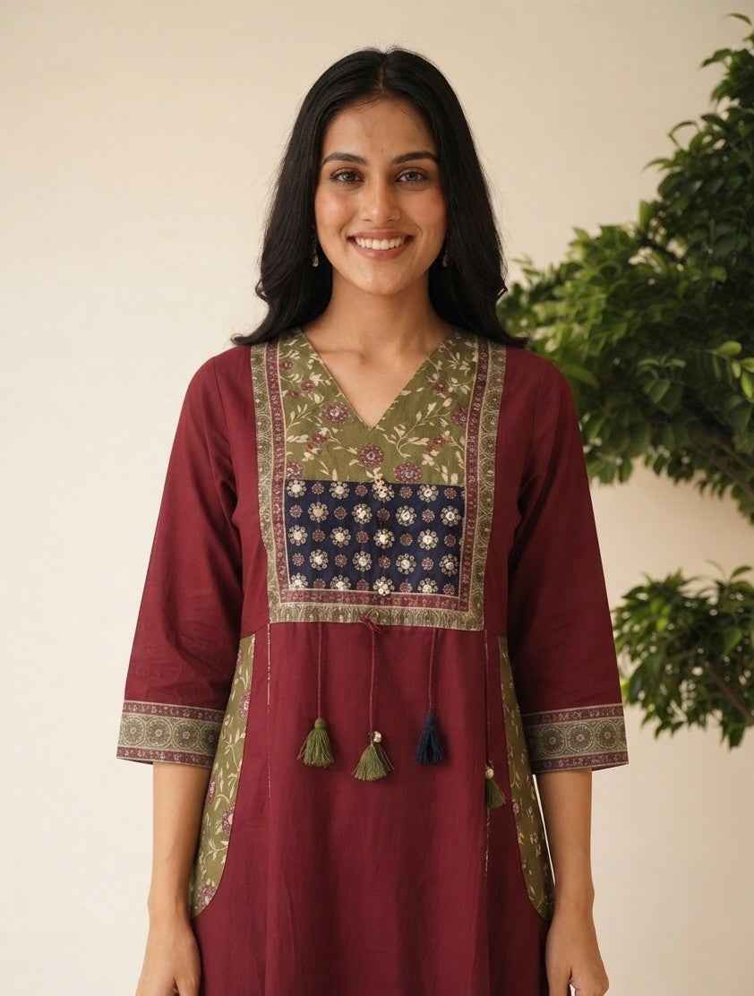 Pure Cotton A Line Dupatta Set