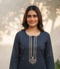 Pure Chanderi With Embroidery Dupatta Set