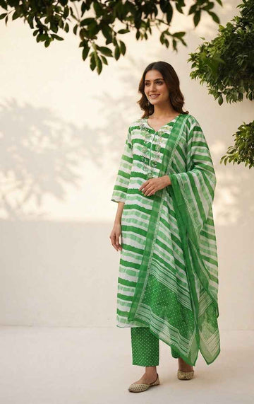 Pure Cotton Lehriya Dupatta Set  CS0264