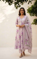 Pure Mul Cotton Printed A Line Dupatta Set MC038