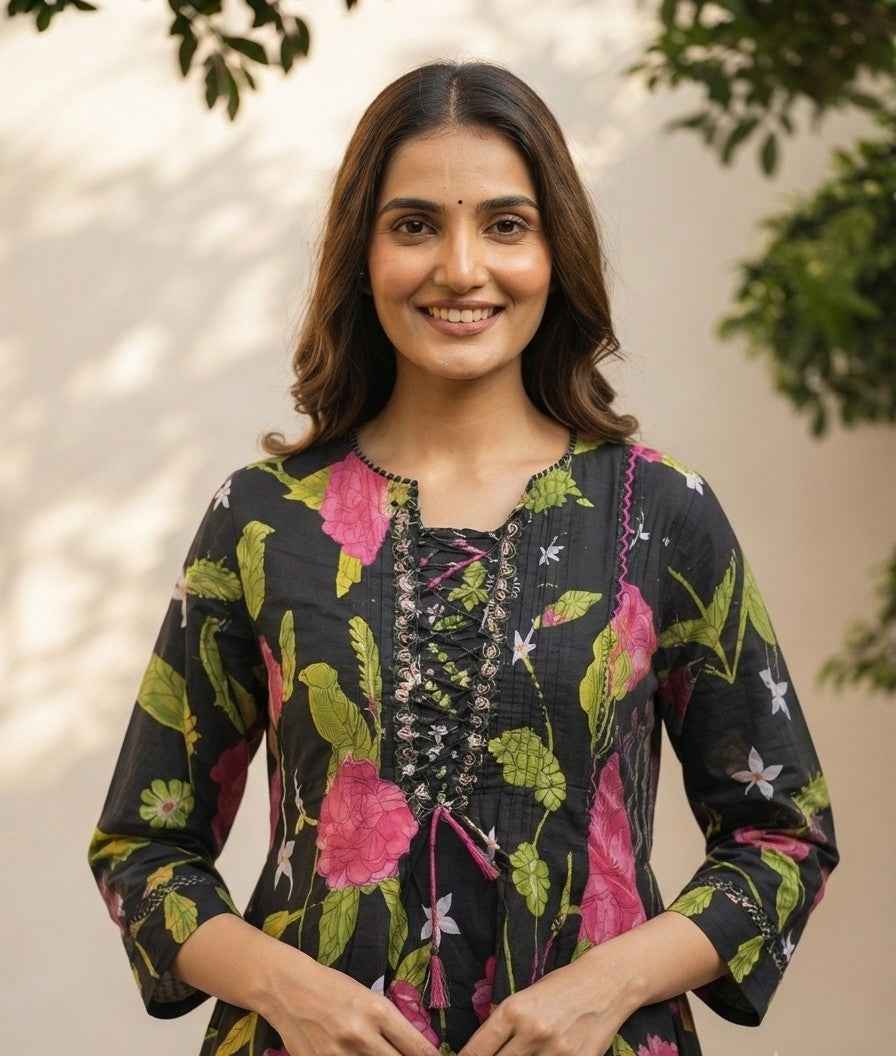 Pure Cotton A Line Dupatta Set