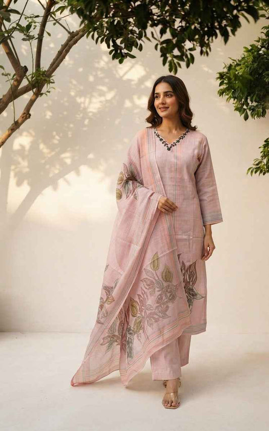 Pure Linen Dupatta Set LN0015