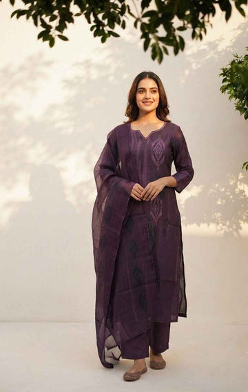 Pure Linen Dupatta Set LN0018