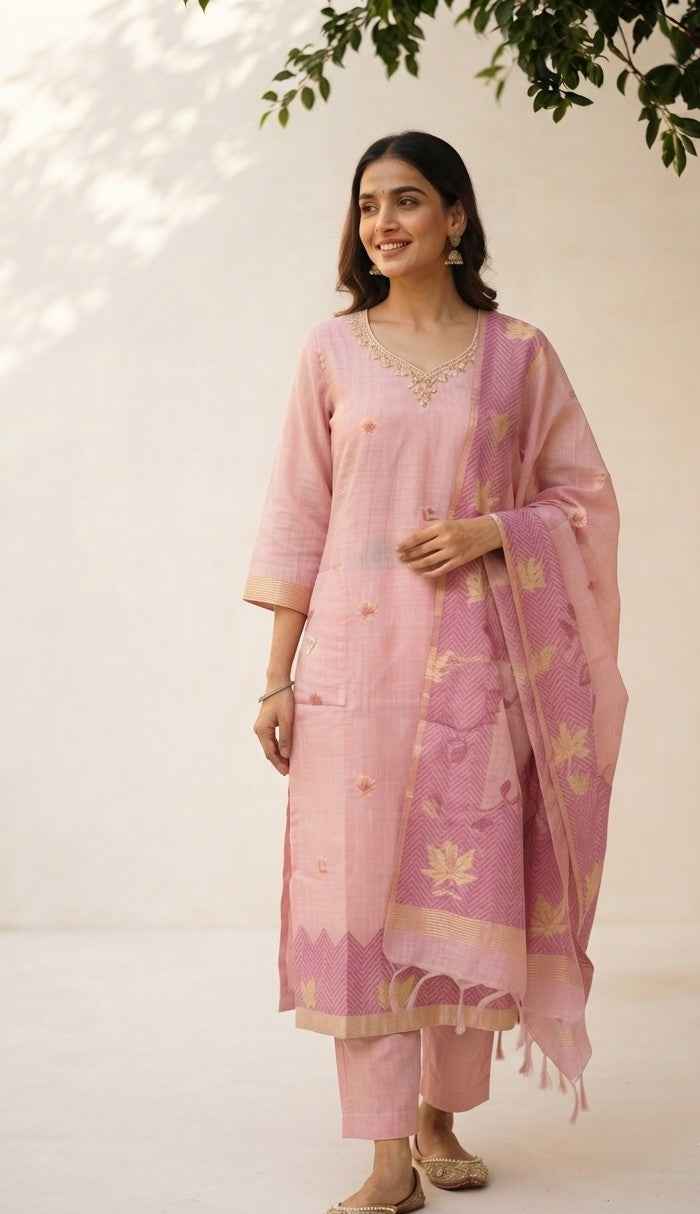 Pure Chanderi Dupatta Set CSH011