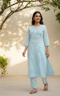 Pure Cotton Two Piece Chikankari Pant Set PS01634