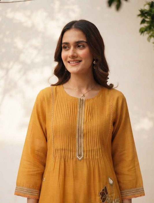 Pure A Line Silk Dupatta Set With Embroidery