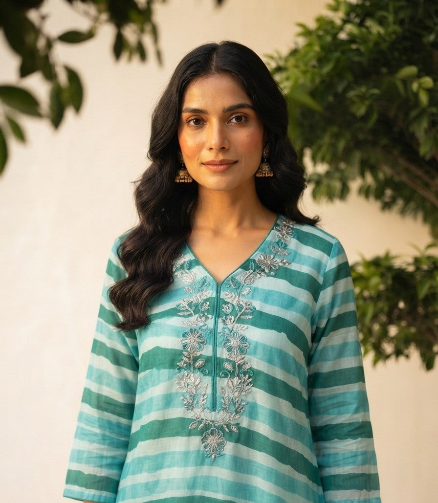 Pure Cotton Lehriya Dupatta Set  CS0264