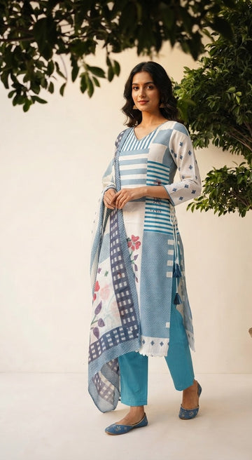 Pure Linen Dupatta Set