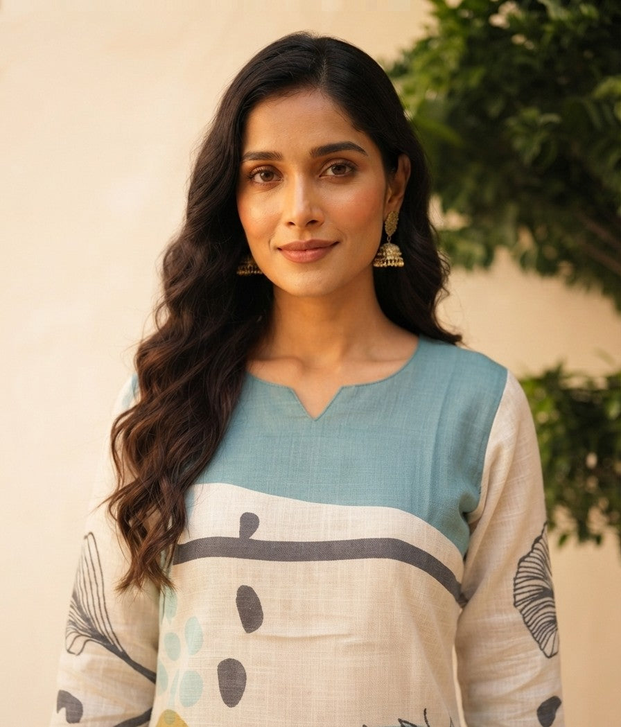 Pure Linen Dupatta Set LN0022