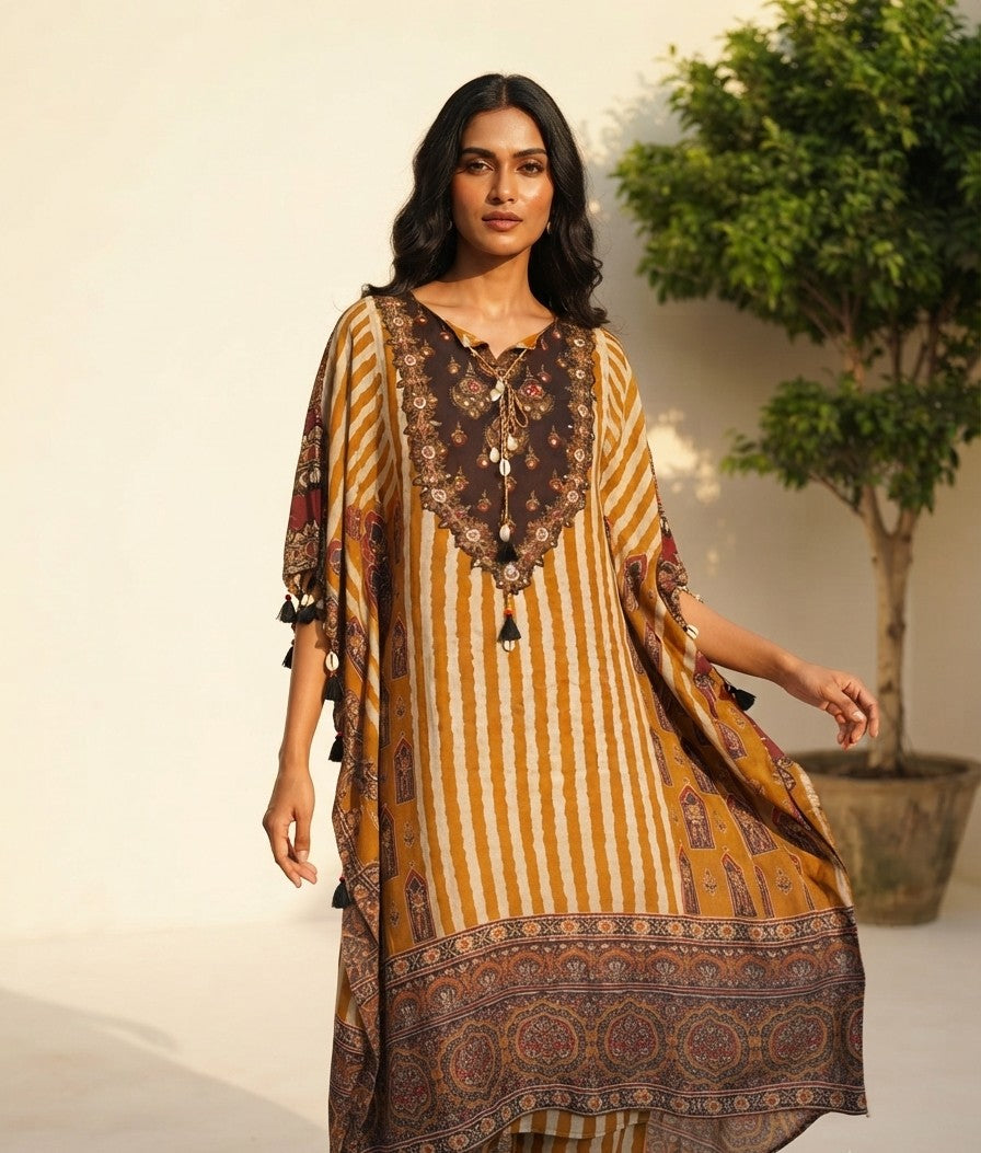 Premium Muslin Printed Kaftan