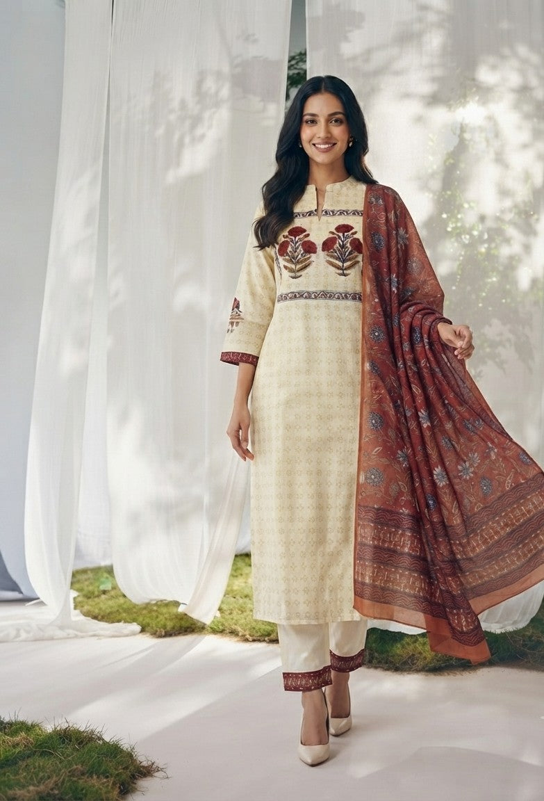 Premium Chanderi Printed Dupatta Set CHS020