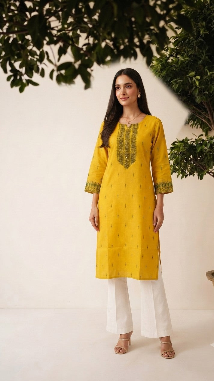 Pure hand luum Cotton Only Kurta With Embroidery OK0119