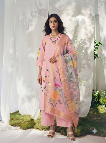 Pure Muslin Brush Print Dupatta Set MS005