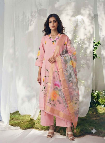 Pure Muslin Brush Print Dupatta Set MS005