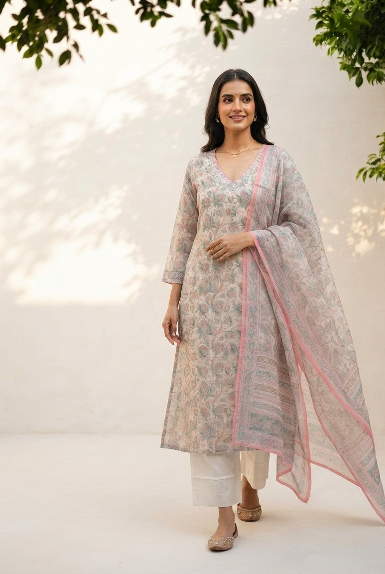 Pure Chanderi Dupatta Set