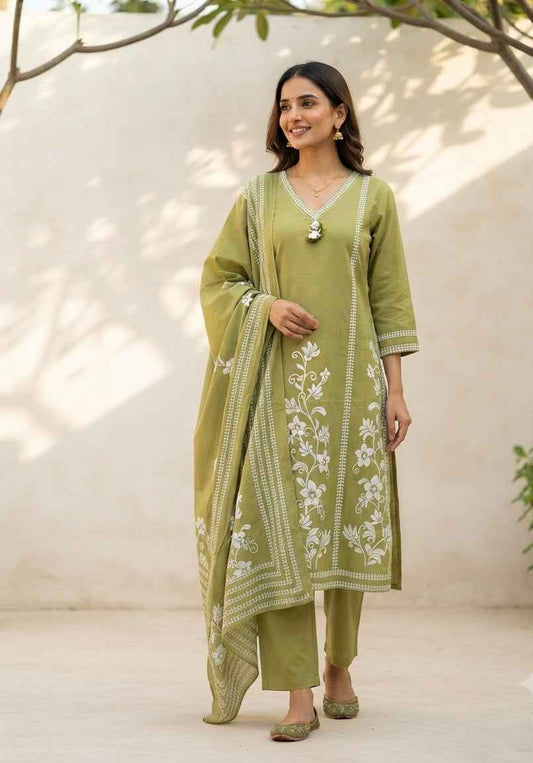 Pure Cotton Three Piece Dupatta Set CS0285