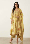 Elegant Pure Cotton A - Line Alia Cut Kurta Set With Dupatta Set  CS0261