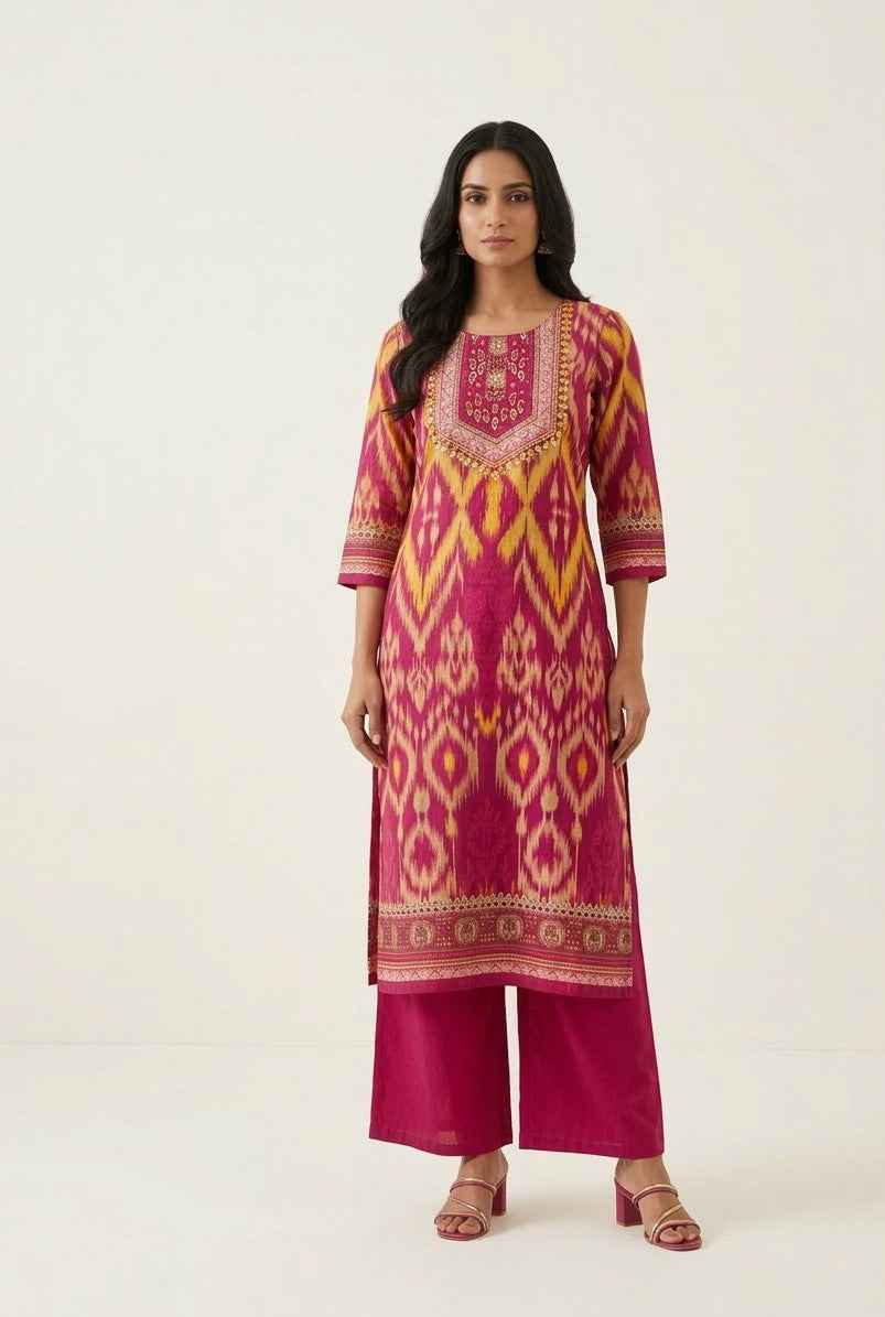 Pure Cotton Ikket Print Dupatta Set CS0267