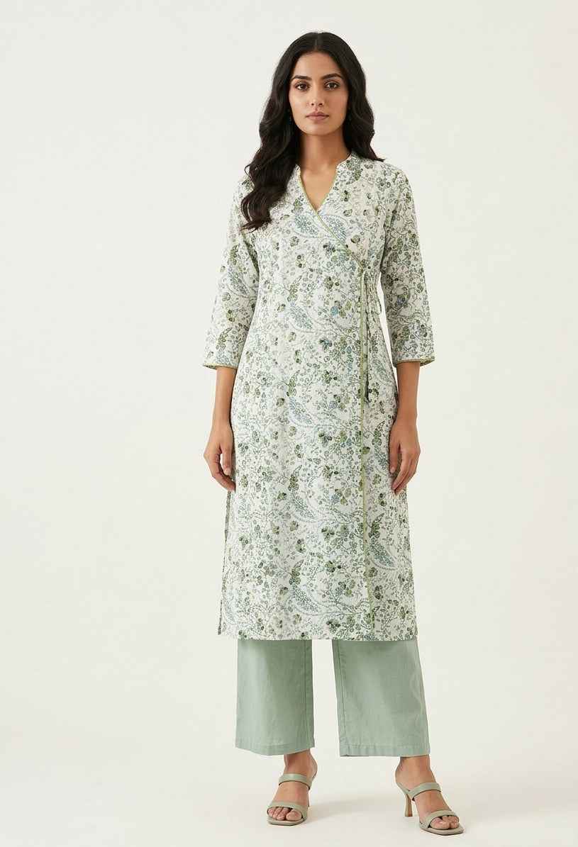 Pure Cotton Angrakha Style Two Piece Pant Set  LS005