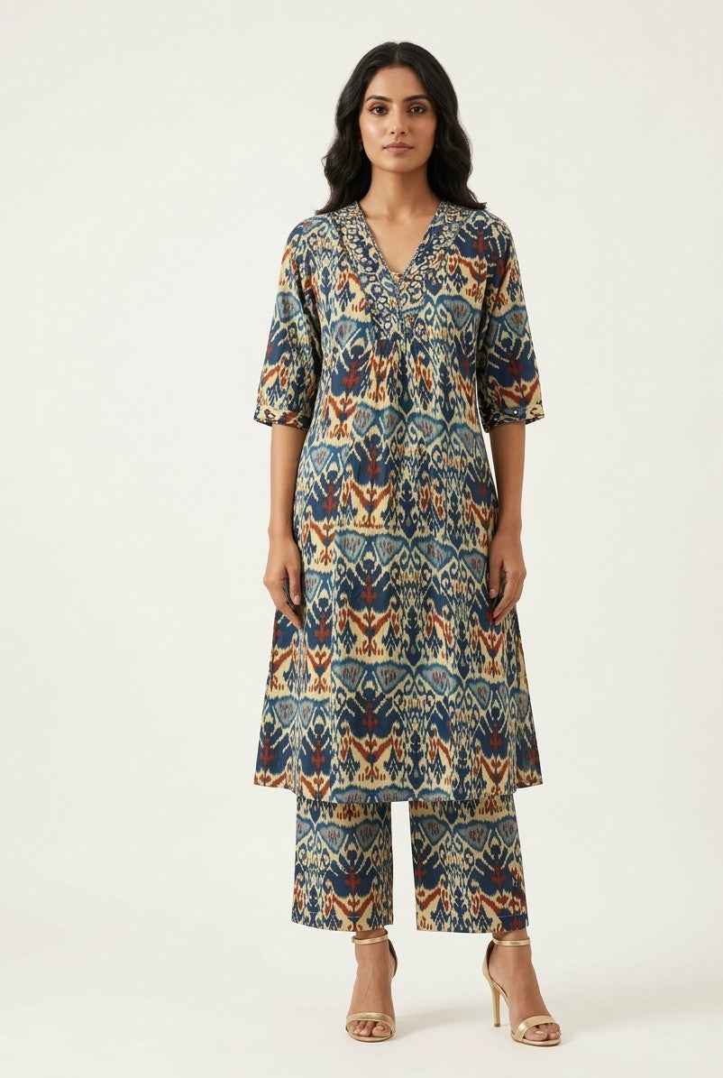 Pure Cotton A Line Two Piece  Pant Set   LS011