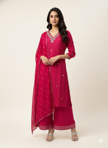 Festival Wear Pure Muslin Sharara Set With Embroidery LC0136