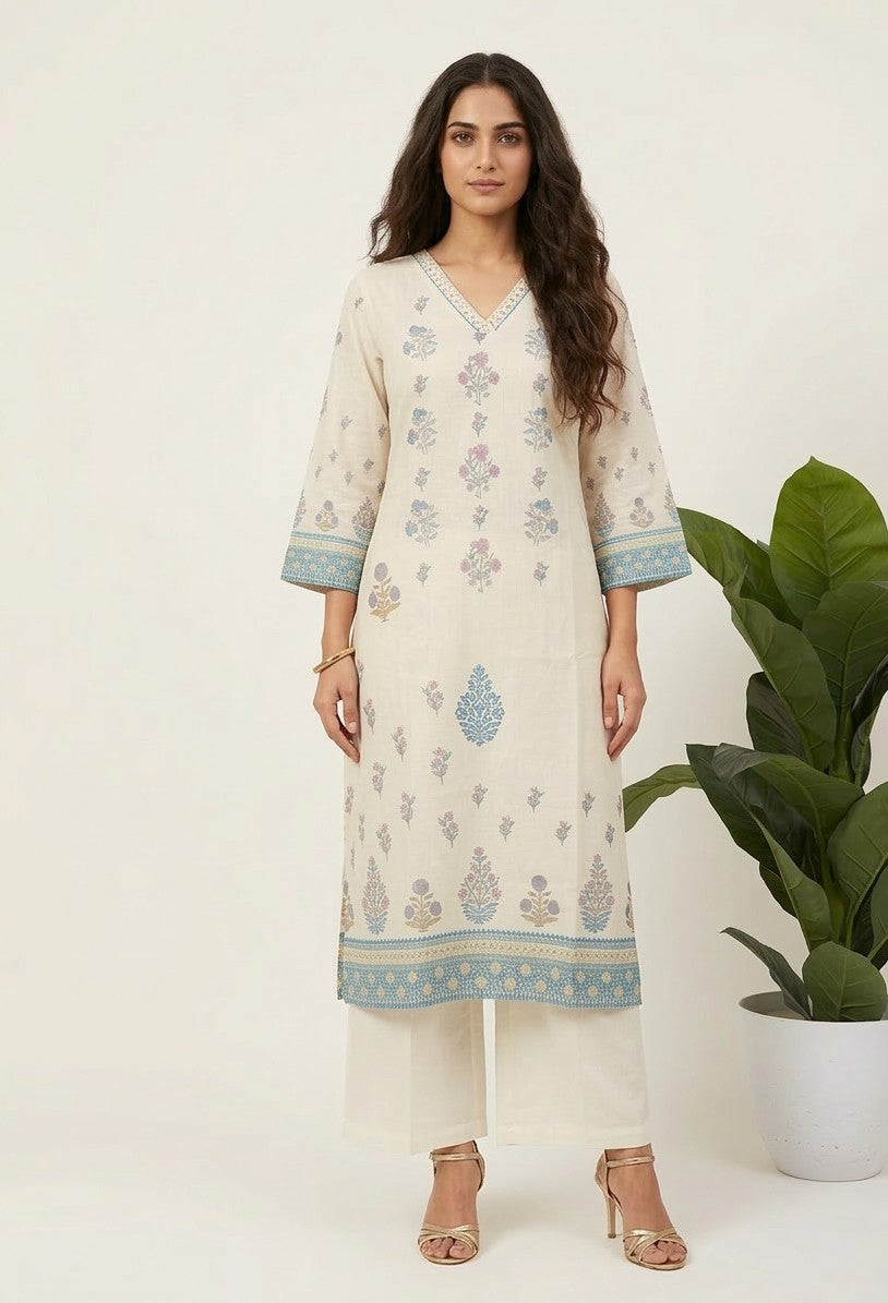 Pure Linen Three Piece Dupatta Set With Lining LN001