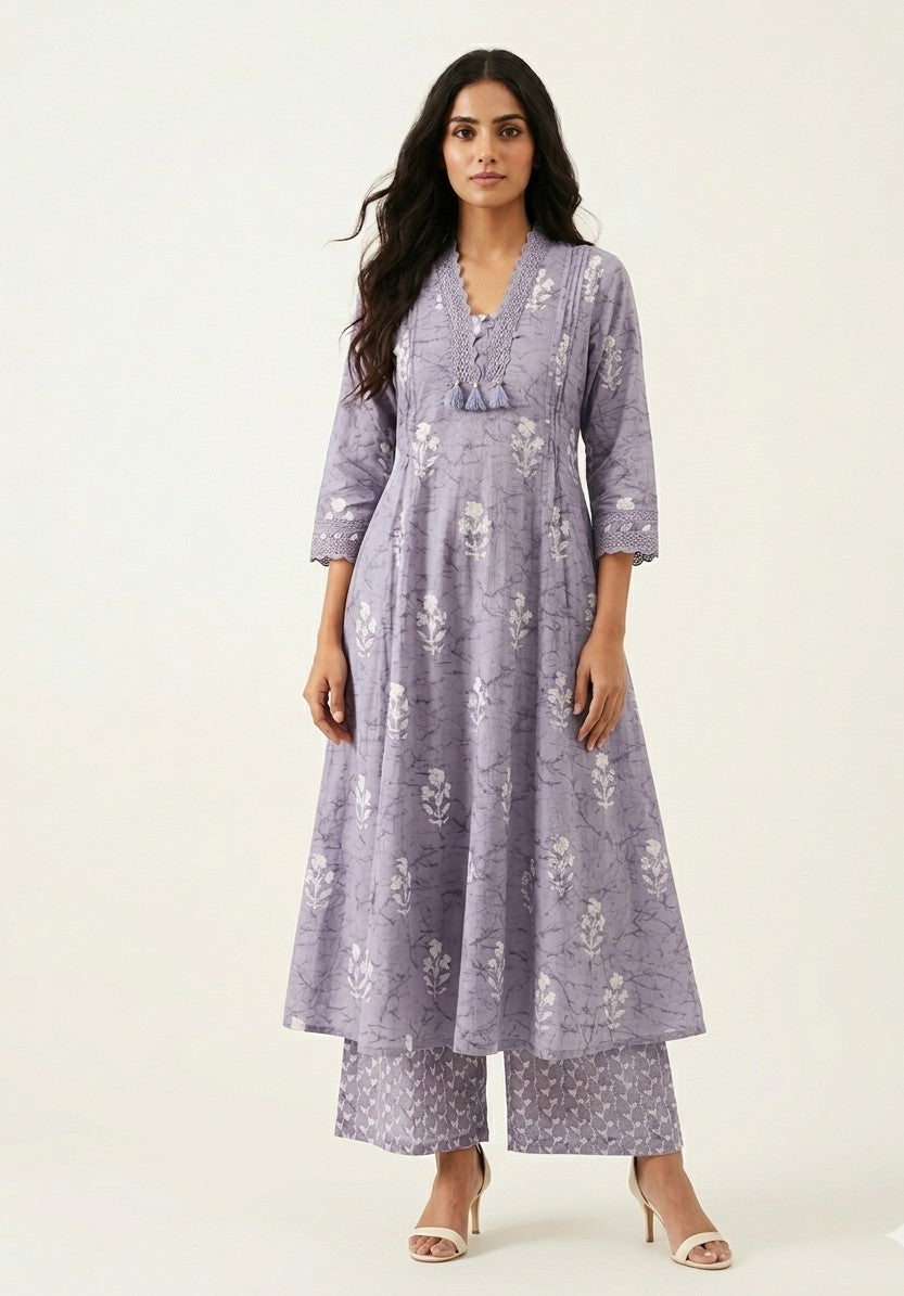 Pure Cotton A Line Baatik Print Dupatta Set CS0277