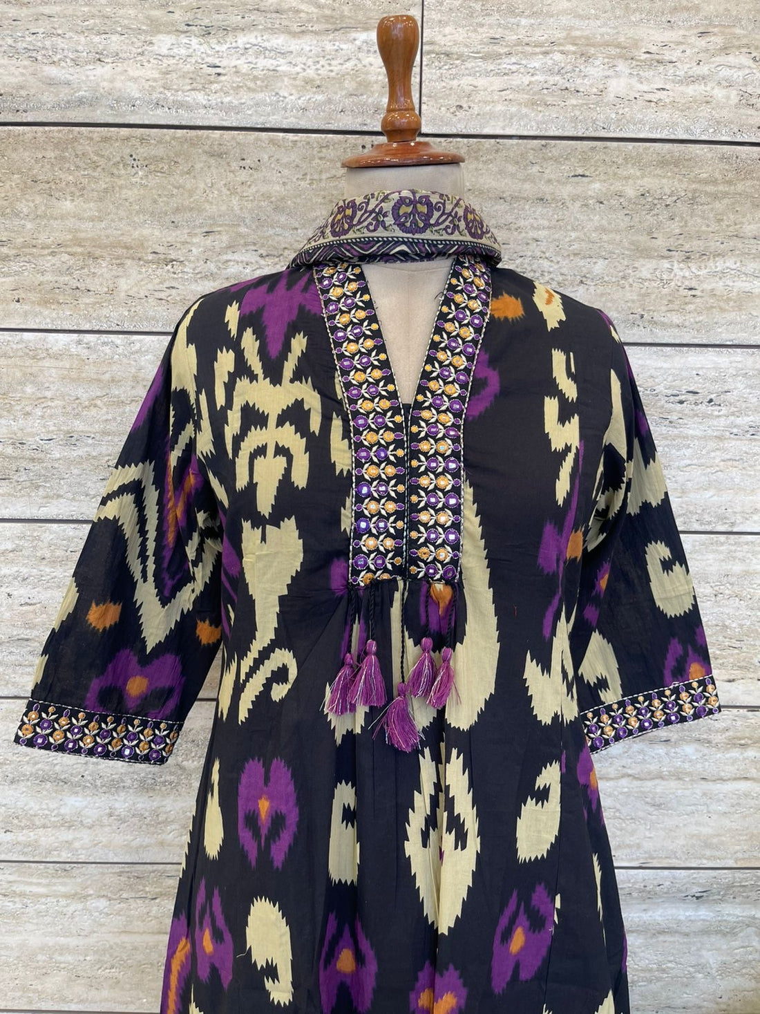 Premium cotton ikkat print A-line Dupatta set