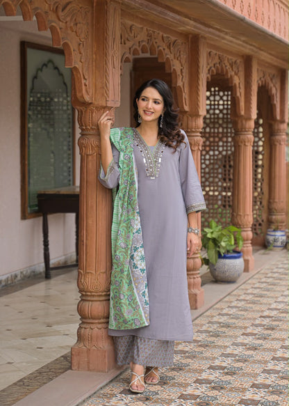 Premium Cotton dupatta set with original mirror CS0233