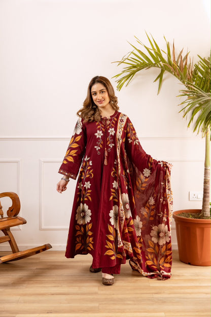 Anarkali Dupatta set in cotton fabric