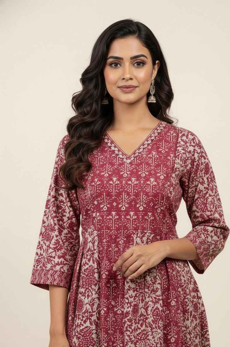 Pure cotton A-line Dupatta set