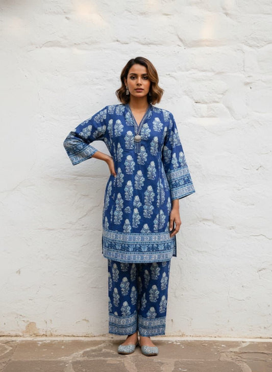 Premium Cotton Co Ord Sets With Embroidery   COS0105