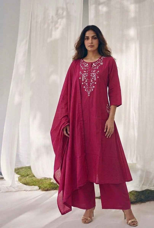 Pure Cotton Three Piece Dupatta Set
