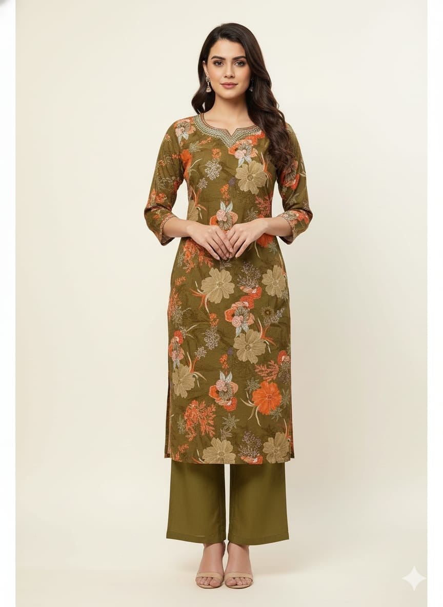 Festival Wear Pure Muslin Floral Print Dupatta Set  LC0123