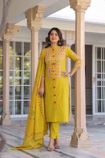 Premium cotton dupatta set with embroidery CS0318