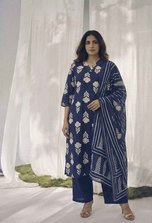 Pure Cotton Three Piece Dupatta Set