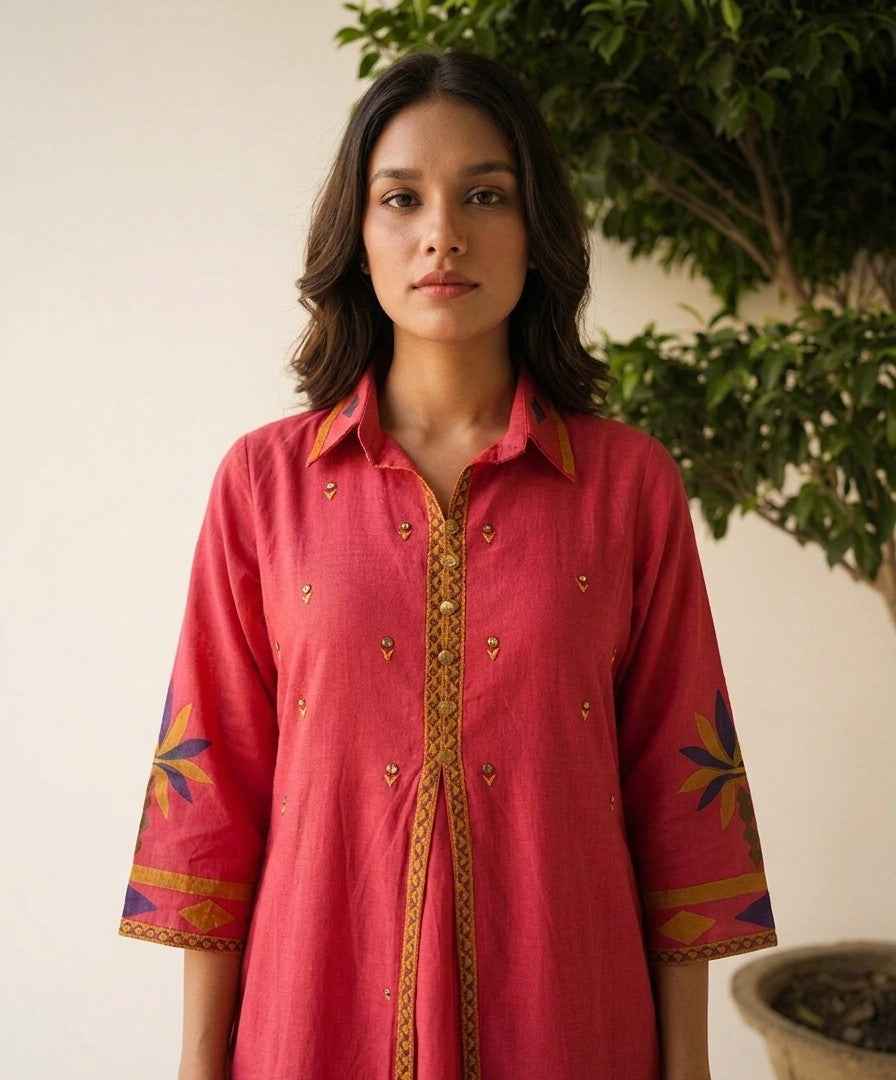 Pure Cotton A Line Two Piece Pant Set PS0168