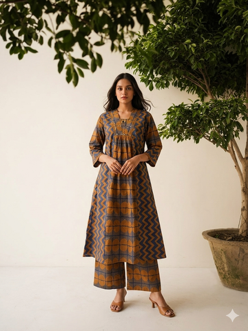 Pure Cotton A Line Two Piece Pant set