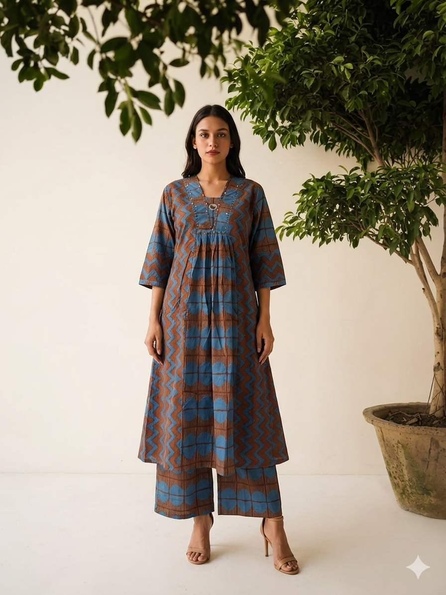 Pure Cotton A Line Two Piece Pant set