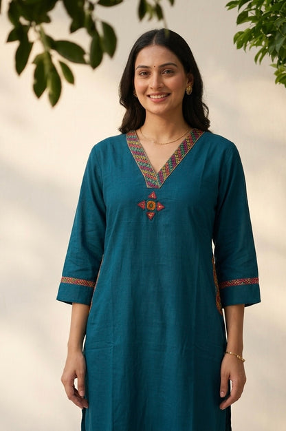 Premium Dabu Cotton Solid Base With Printed Dupatta Set COS325