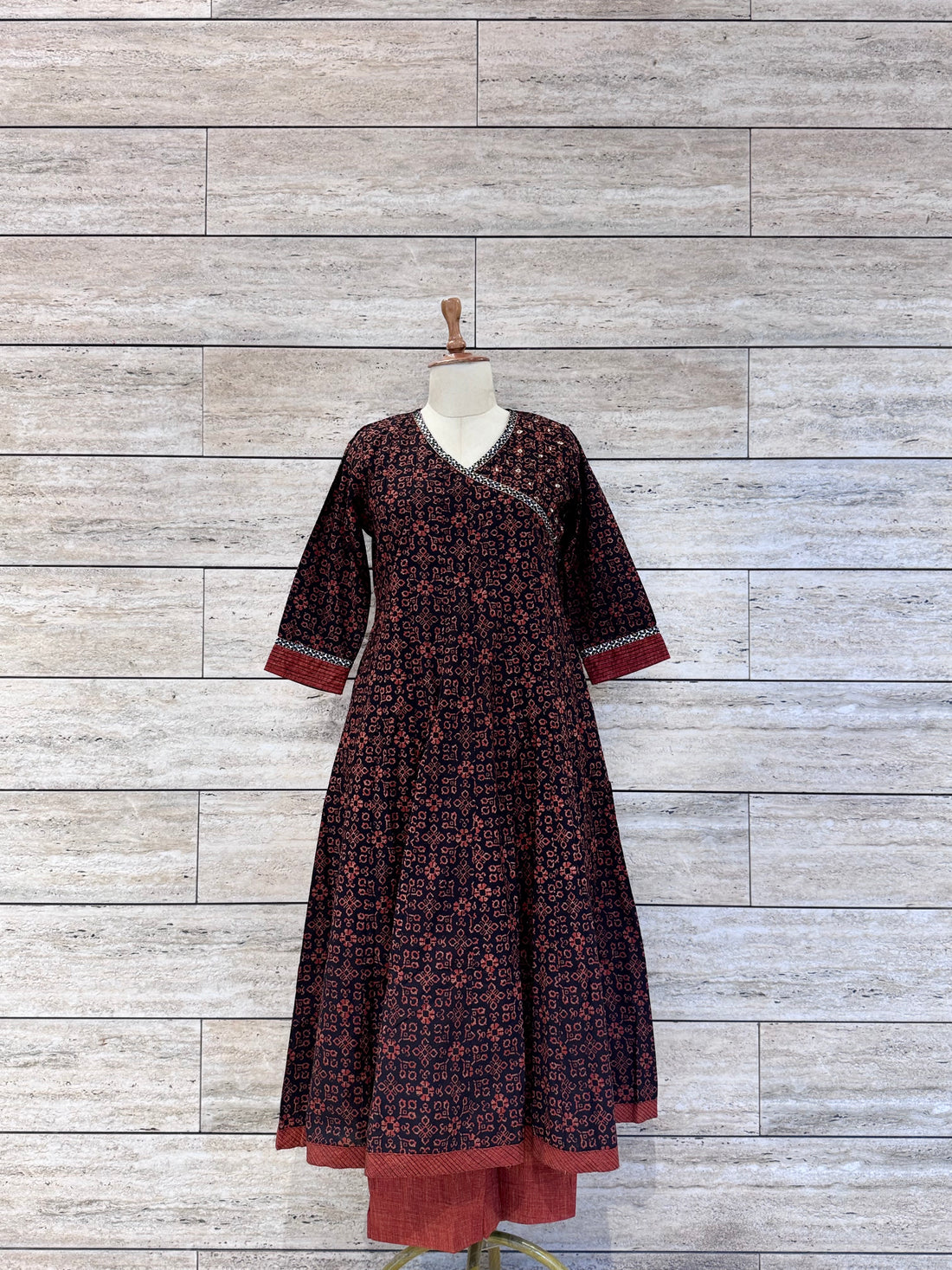 Pure Cotton Angrakha Style Anarkali Suit