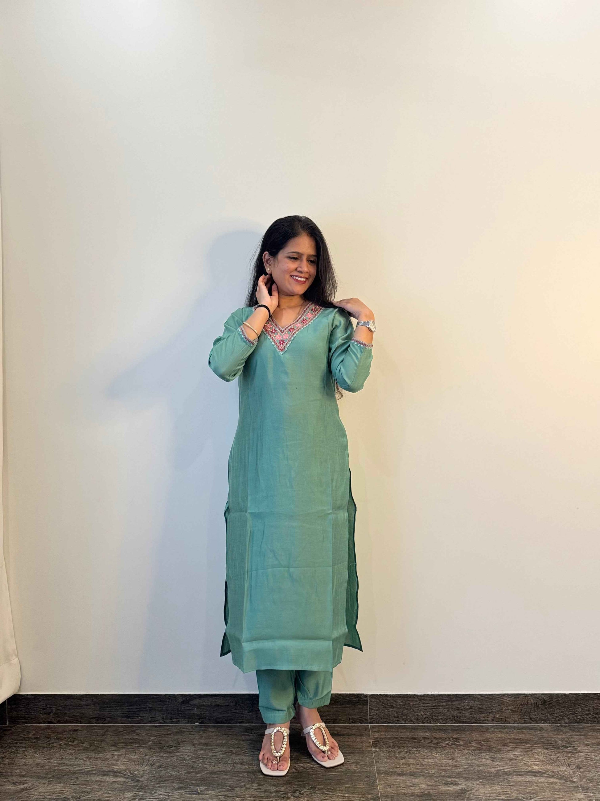 Two piece pant set in pure Muslin MPS002
