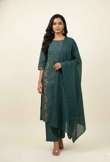 Pure cotton with embroidery Dupatta set CS0151